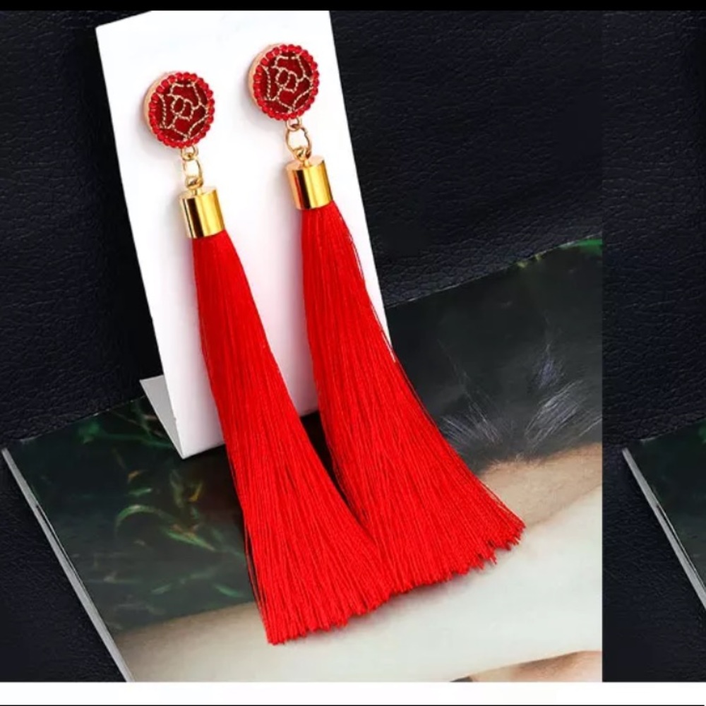 Vintage Long Bohemian Tassel Crystal Earrings